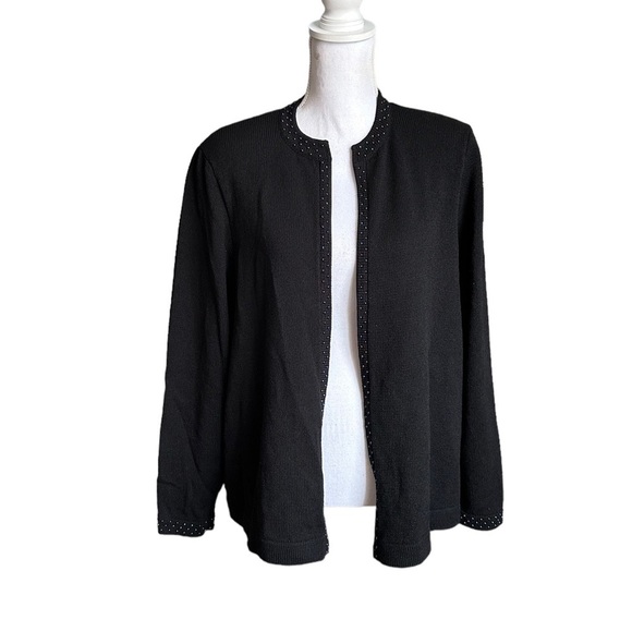 Beloux Black Zipper Front Cardigan Sweater Size XL - Picture 1 of 17